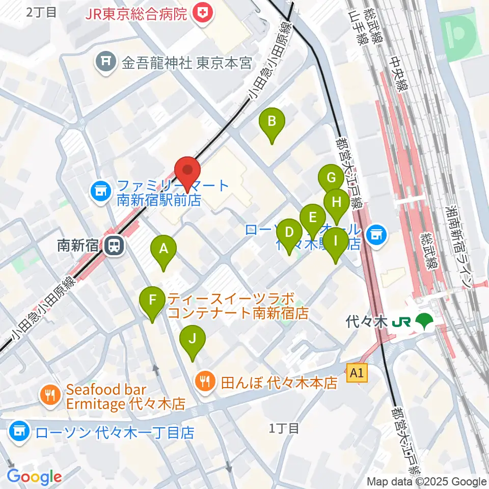 山野ホール周辺のカフェ一覧地図