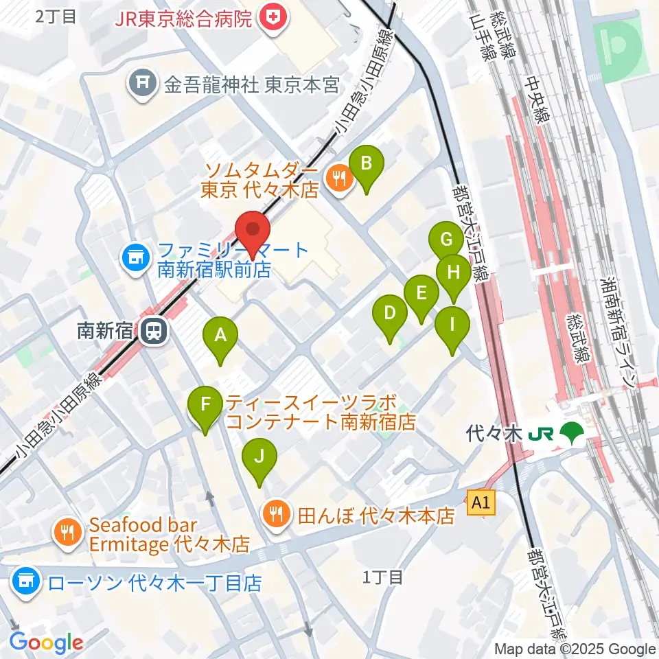 山野ホール周辺のカフェ一覧地図