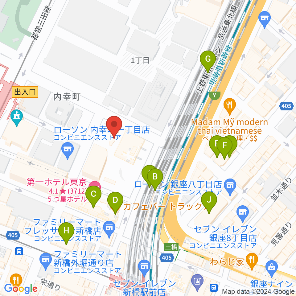 千代田区立内幸町ホール周辺のカフェ一覧地図