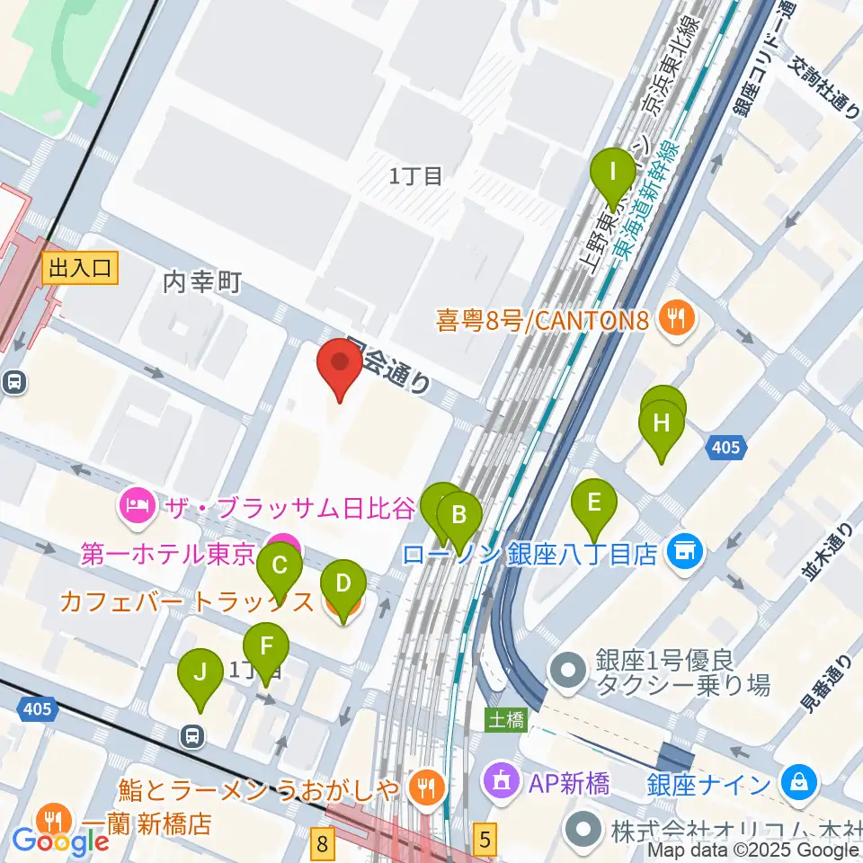 千代田区立内幸町ホール周辺のカフェ一覧地図