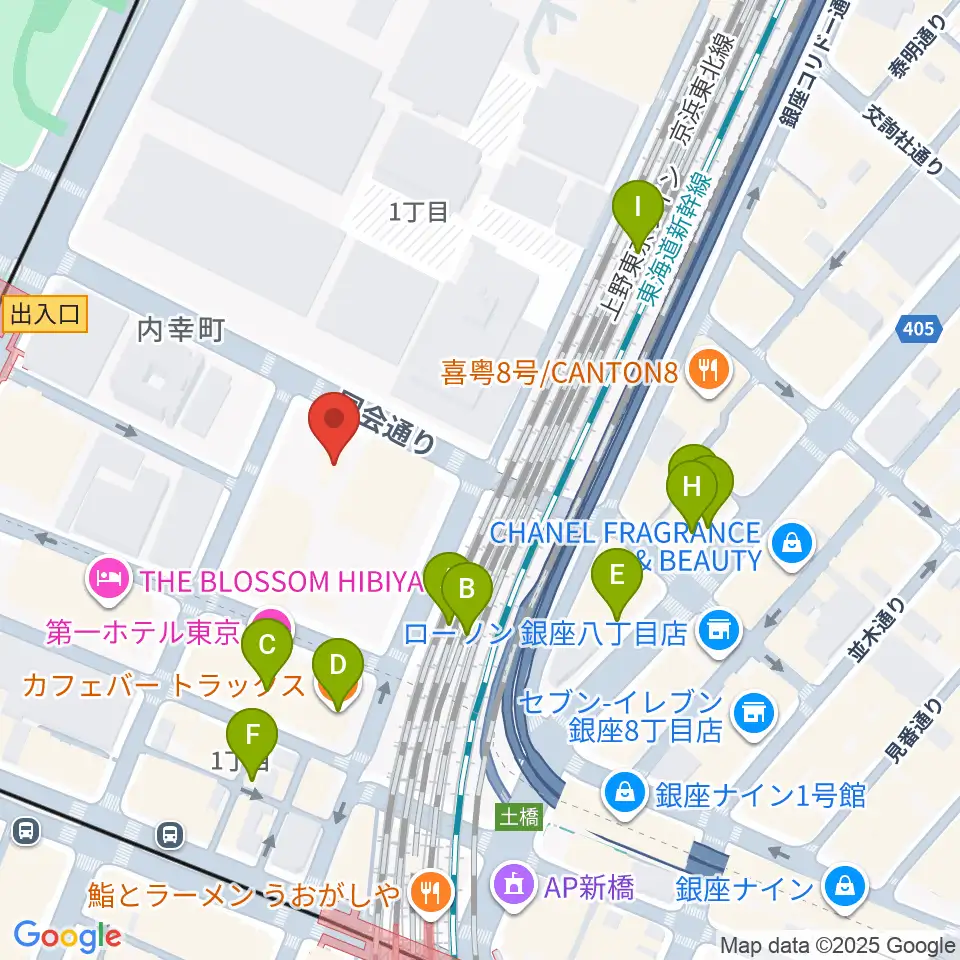 千代田区立内幸町ホール周辺のカフェ一覧地図