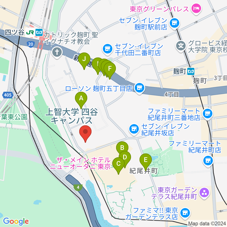 紀尾井ホール周辺のカフェ一覧地図