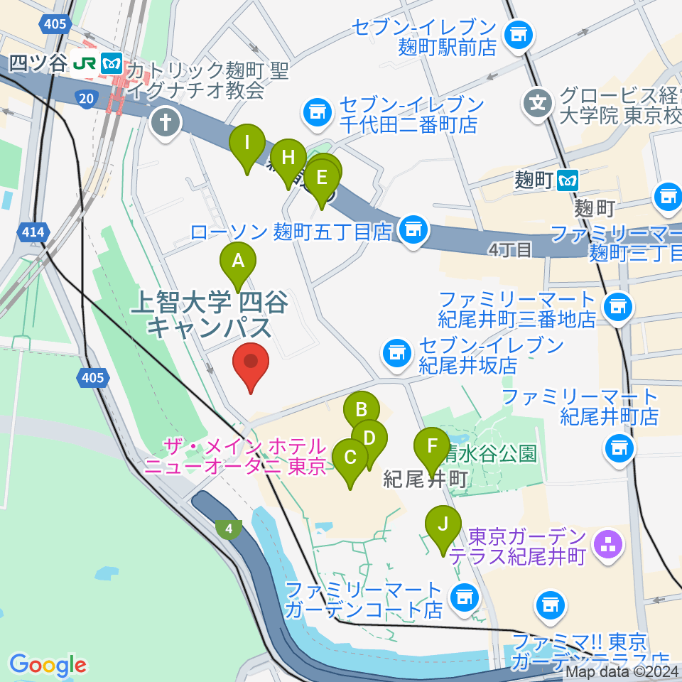 紀尾井ホール周辺のカフェ一覧地図