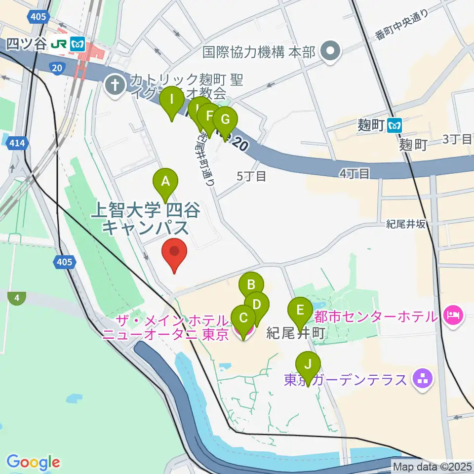 紀尾井ホール周辺のカフェ一覧地図