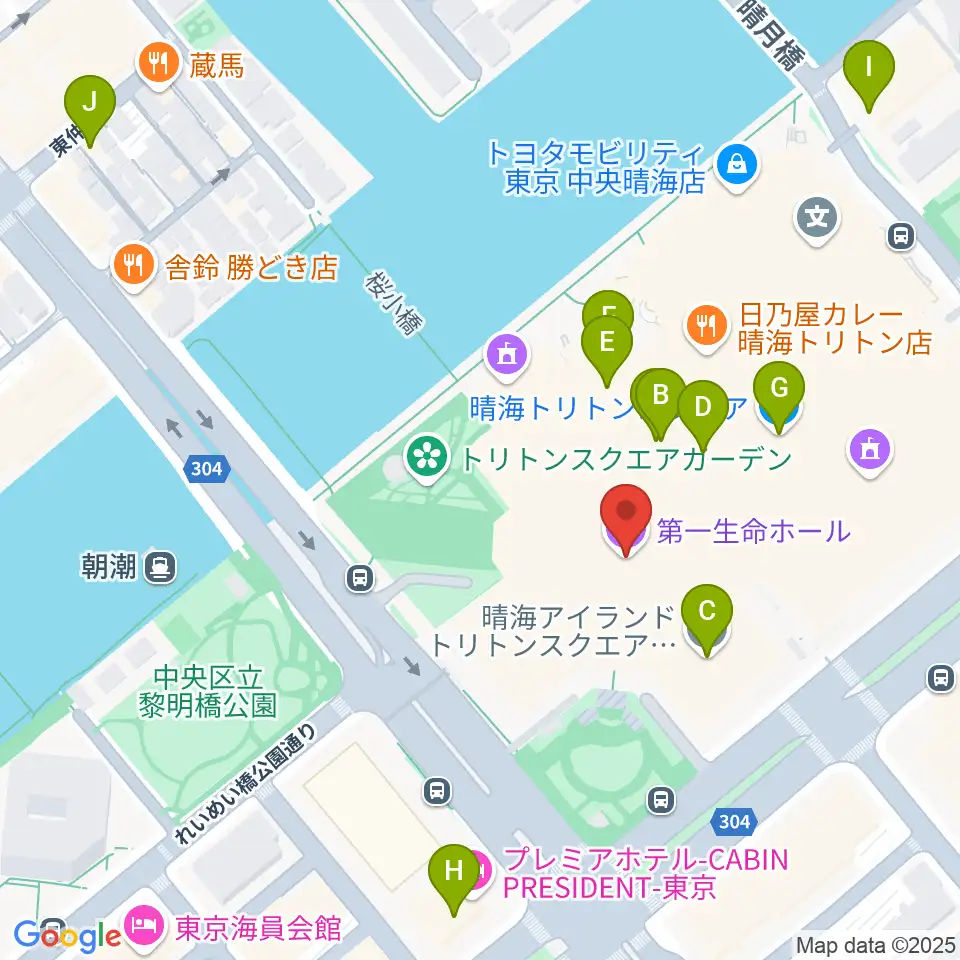 第一生命ホール周辺のカフェ一覧地図