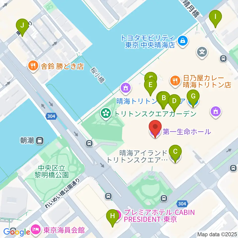 第一生命ホール周辺のカフェ一覧地図