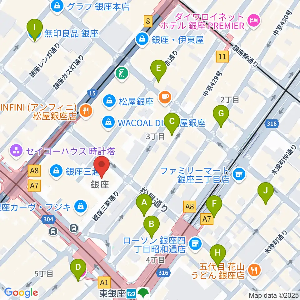 銀座 王子ホール周辺のホテル一覧地図