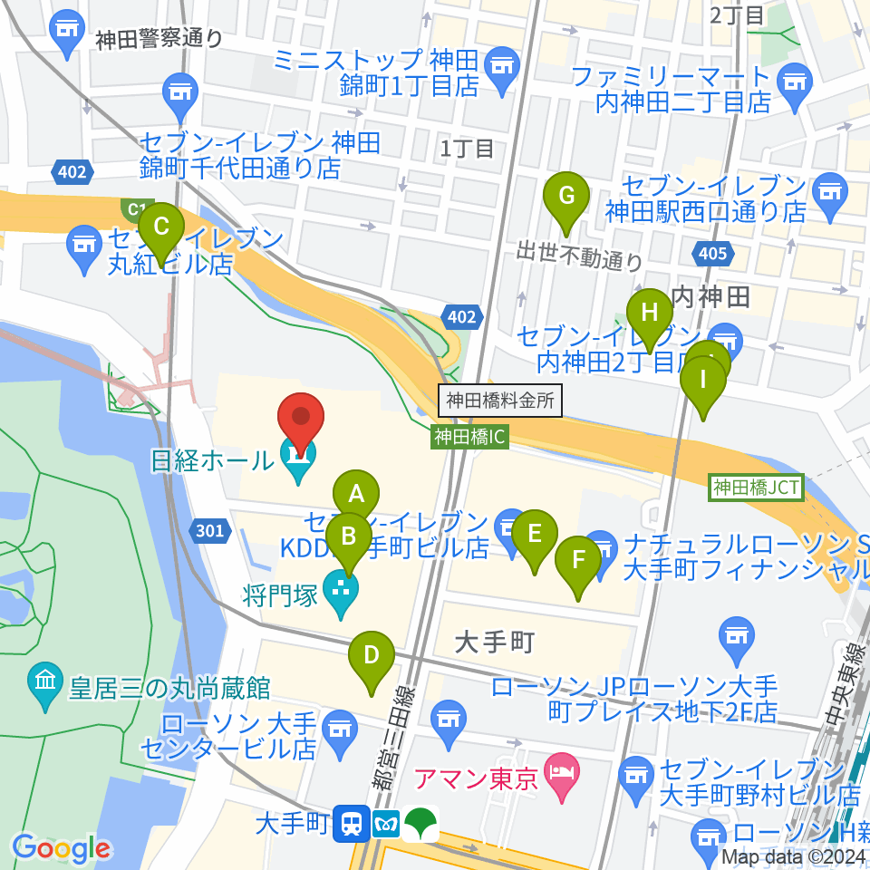 日経ホール周辺のホテル一覧地図