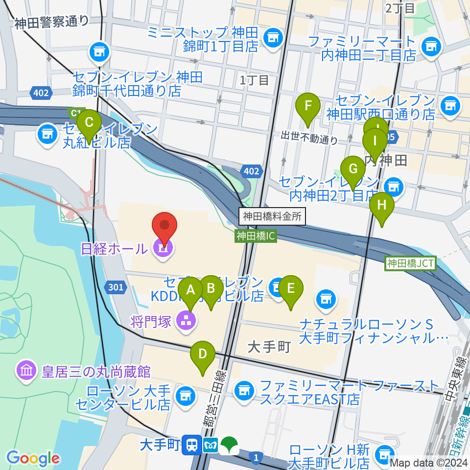 日経ホール周辺のホテル一覧地図