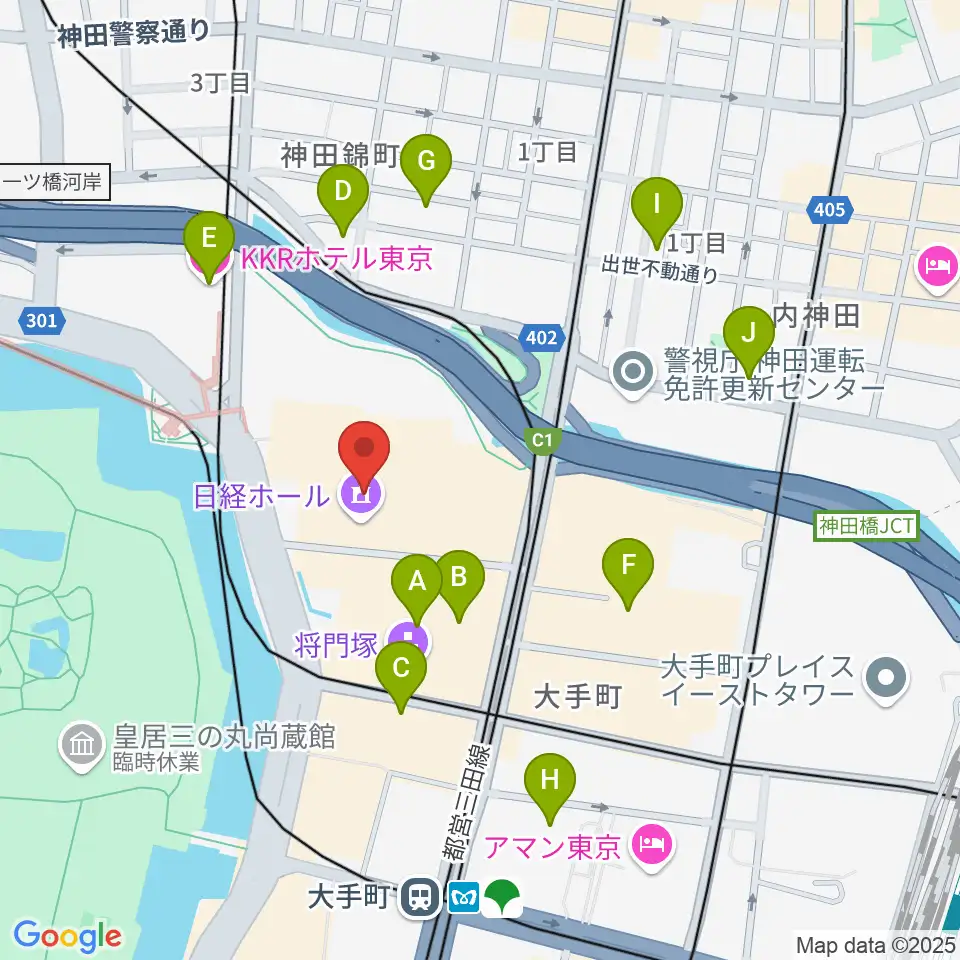日経ホール周辺のホテル一覧地図