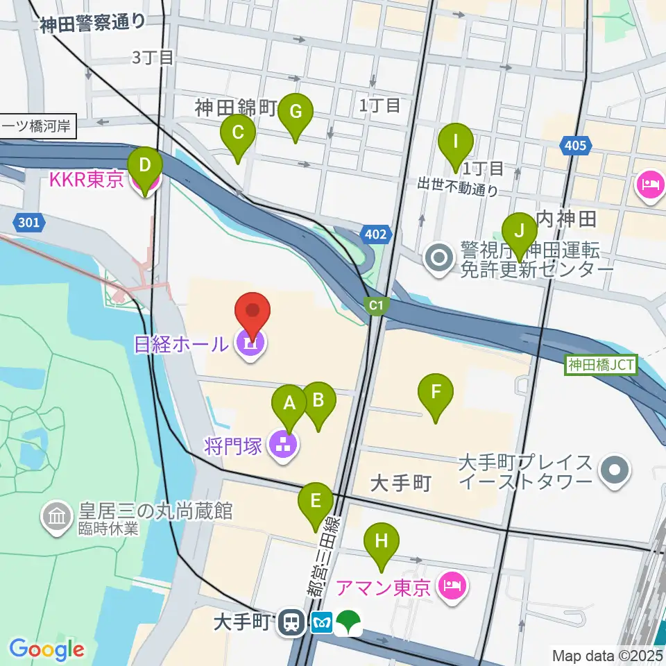 日経ホール周辺のホテル一覧地図