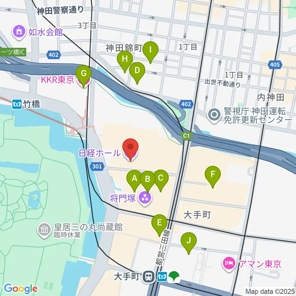 日経ホール周辺のホテル一覧地図