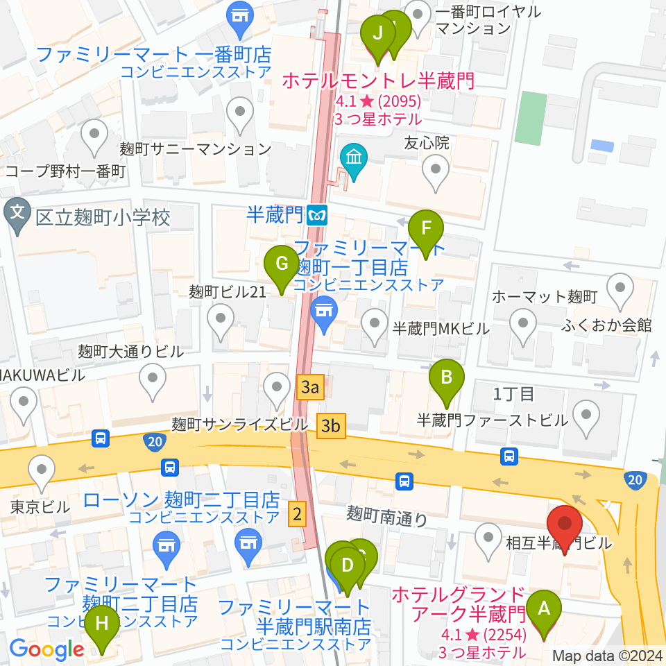 TOKYO FM HALL周辺のホテル一覧地図