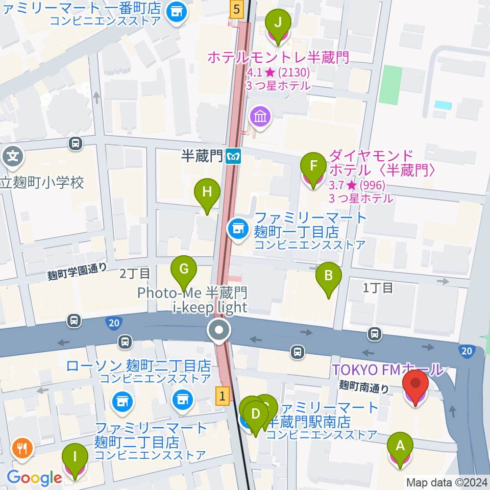 TOKYO FM HALL周辺のホテル一覧地図