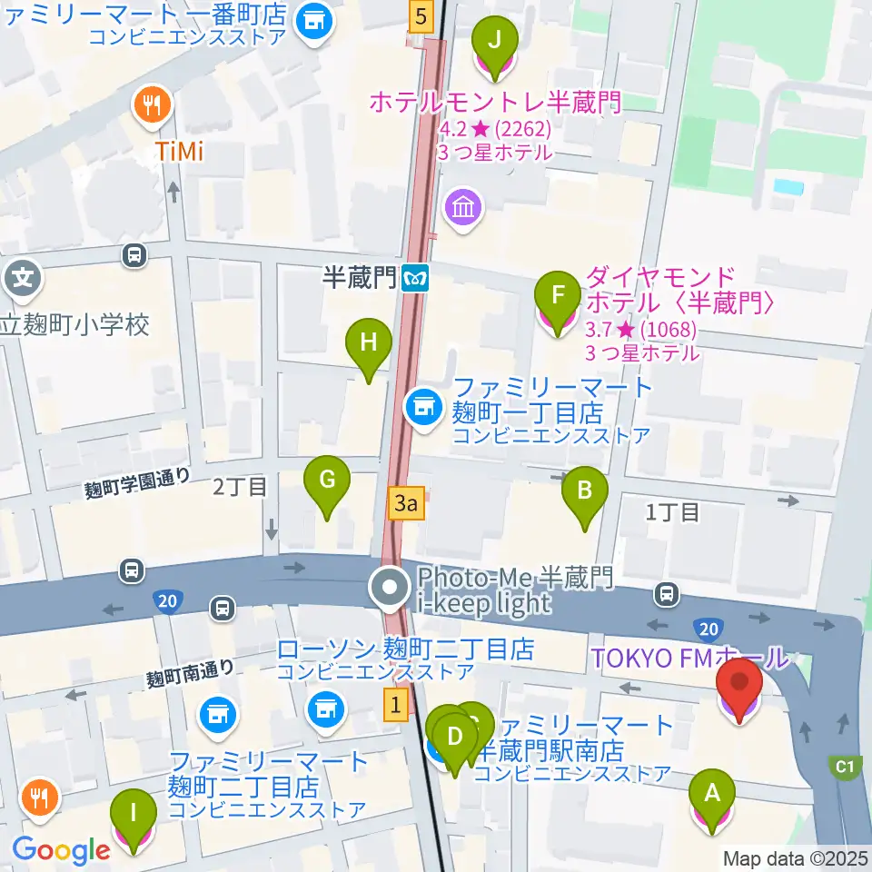 TOKYO FM HALL周辺のホテル一覧地図