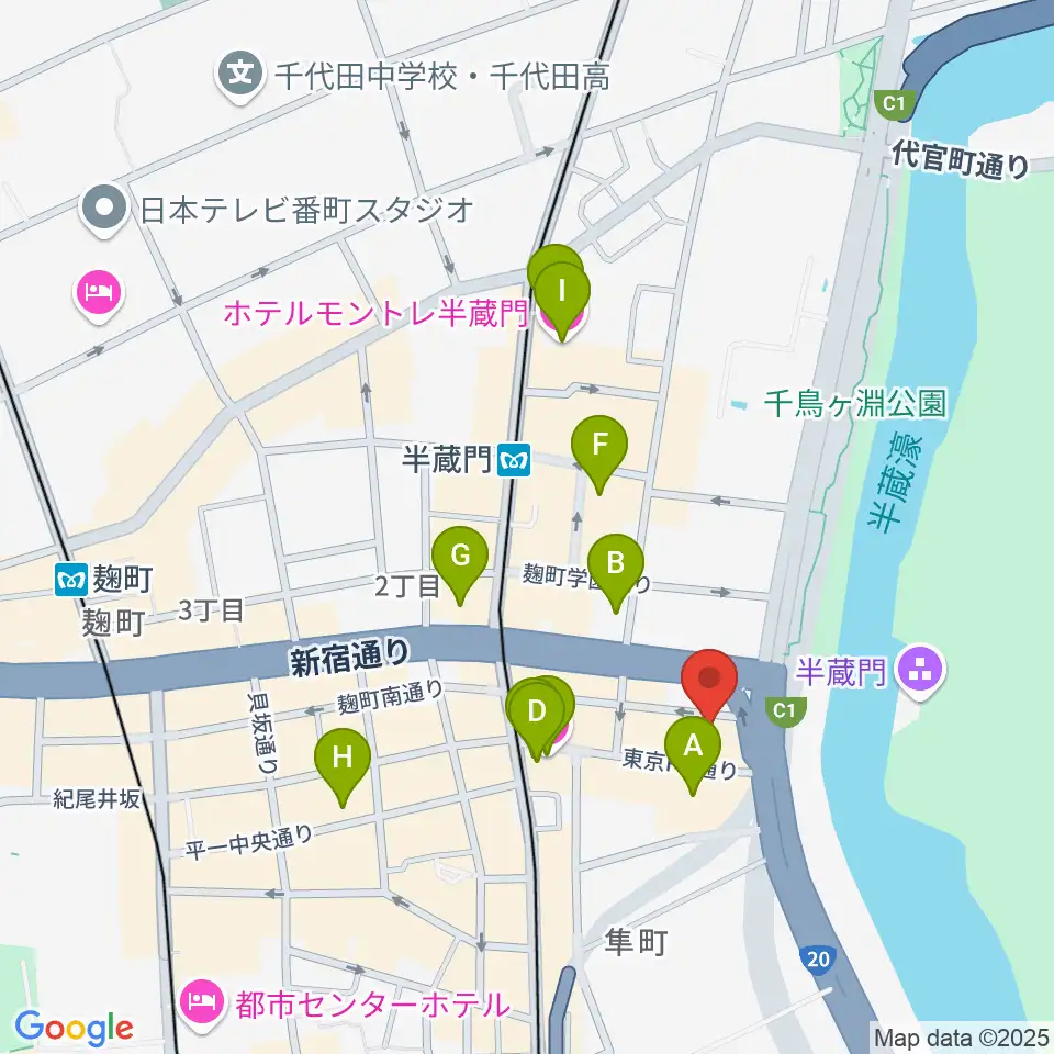 TOKYO FM HALL周辺のホテル一覧地図