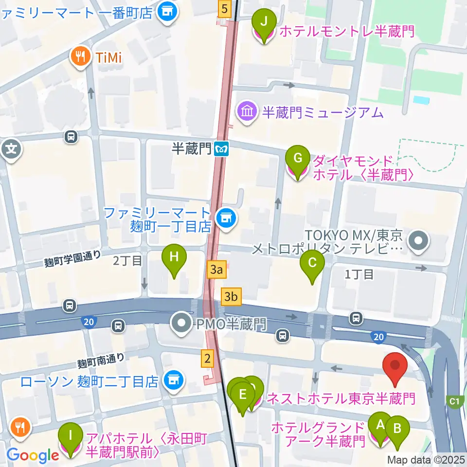 TOKYO FM HALL周辺のホテル一覧地図