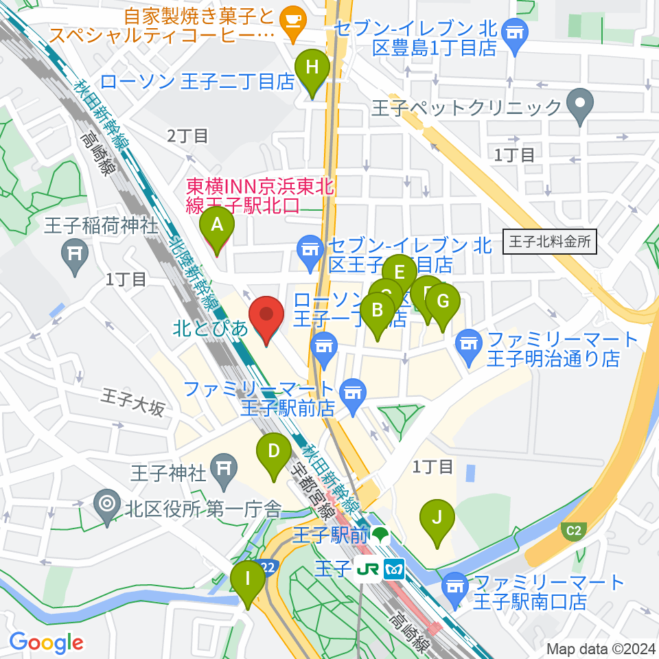 北とぴあ周辺のホテル一覧地図