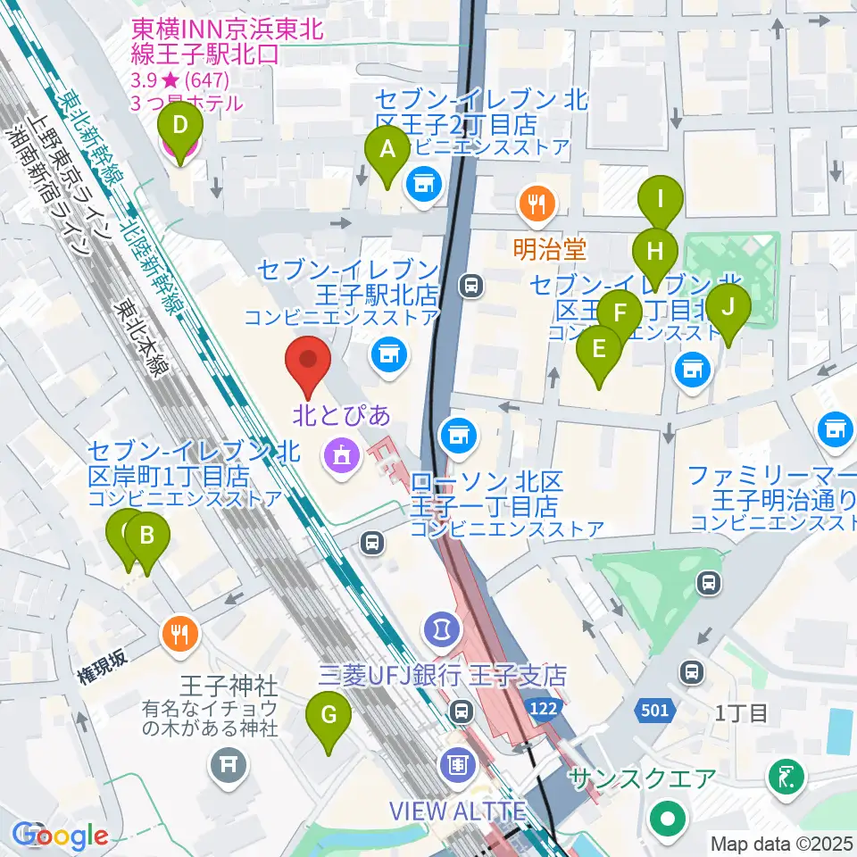 北とぴあ周辺のホテル一覧地図