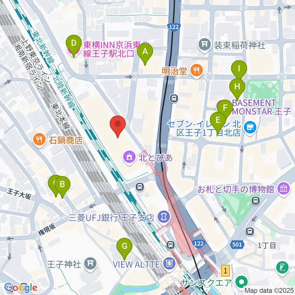 北とぴあ周辺のホテル一覧地図