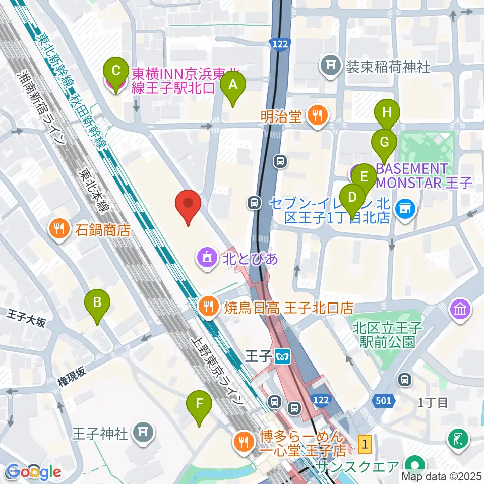 北とぴあ周辺のホテル一覧地図
