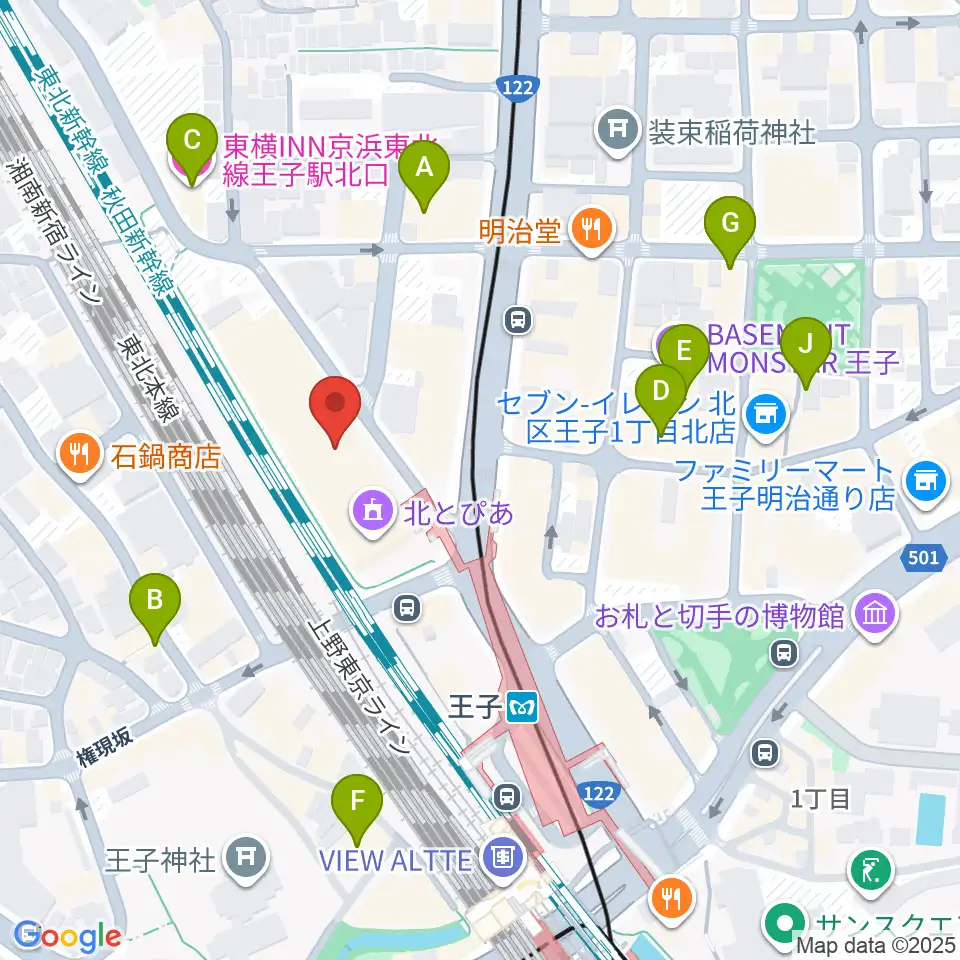 北とぴあ周辺のホテル一覧地図