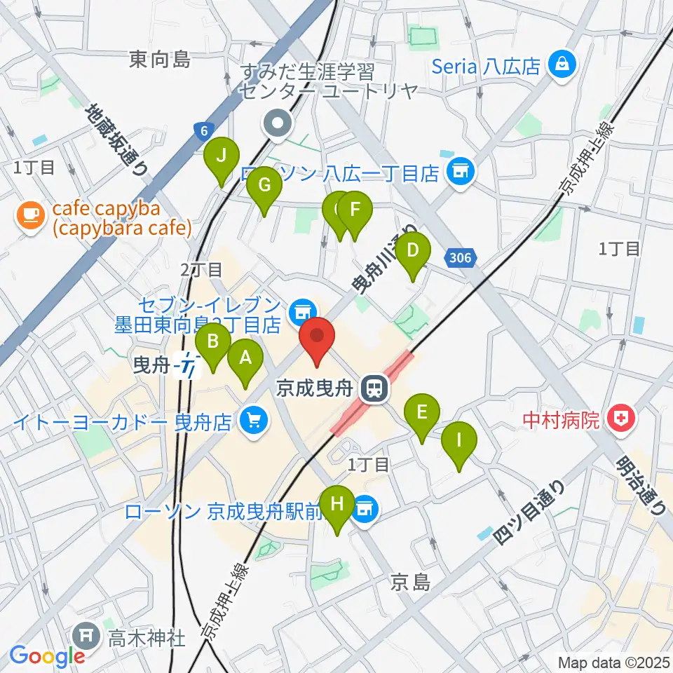曳舟文化センター周辺のホテル一覧地図