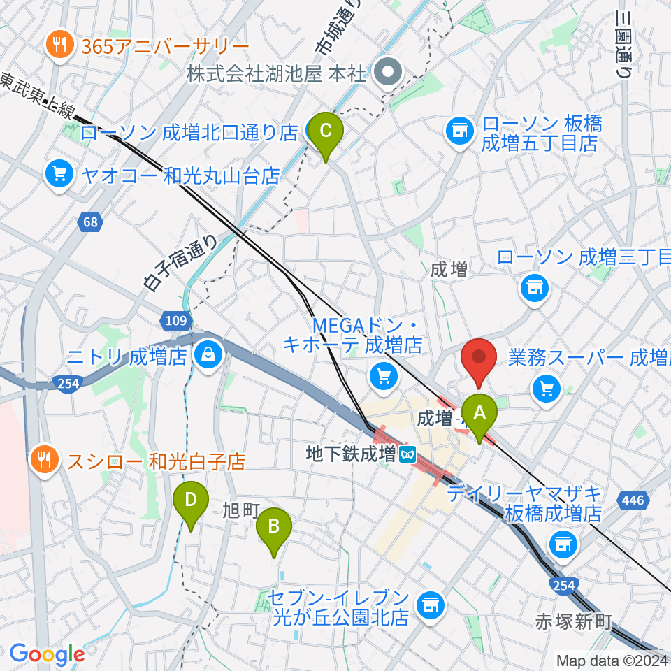 成増アクトホール周辺のホテル一覧地図