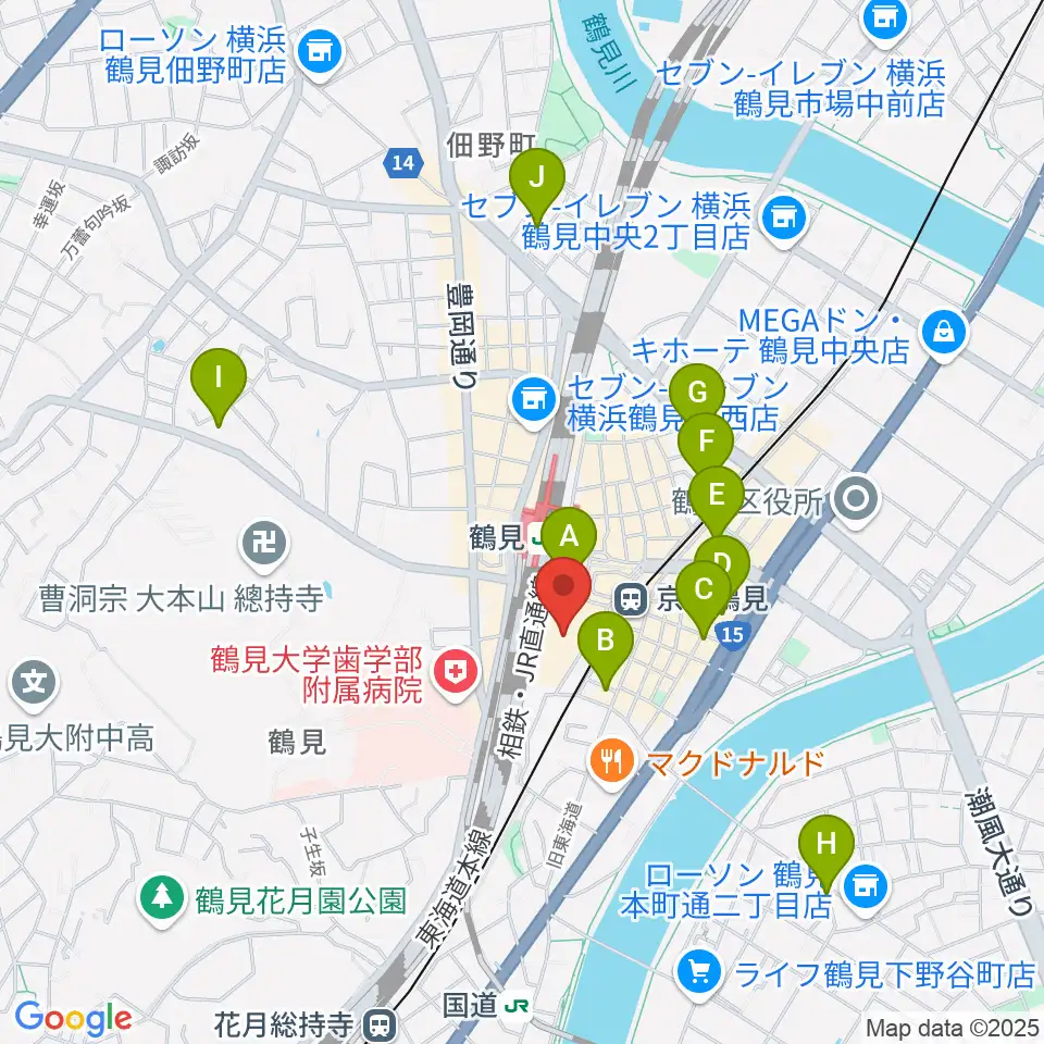鶴見区民文化センターサルビアホール周辺のホテル一覧地図