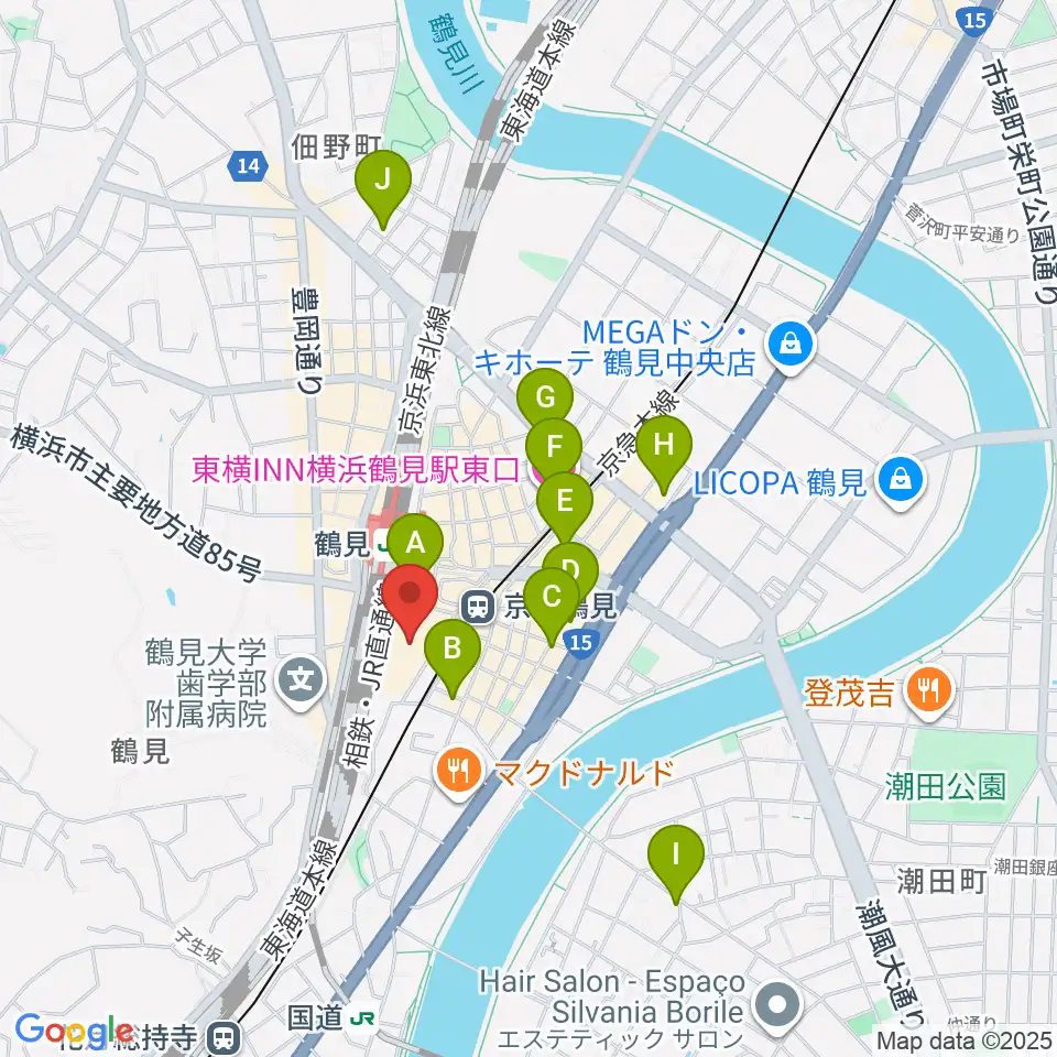 鶴見区民文化センターサルビアホール周辺のホテル一覧地図