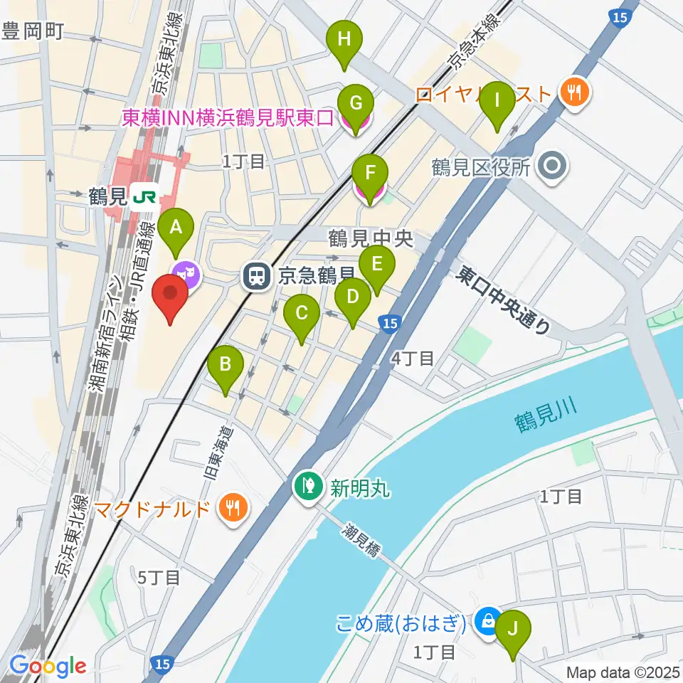 鶴見区民文化センターサルビアホール周辺のホテル一覧地図