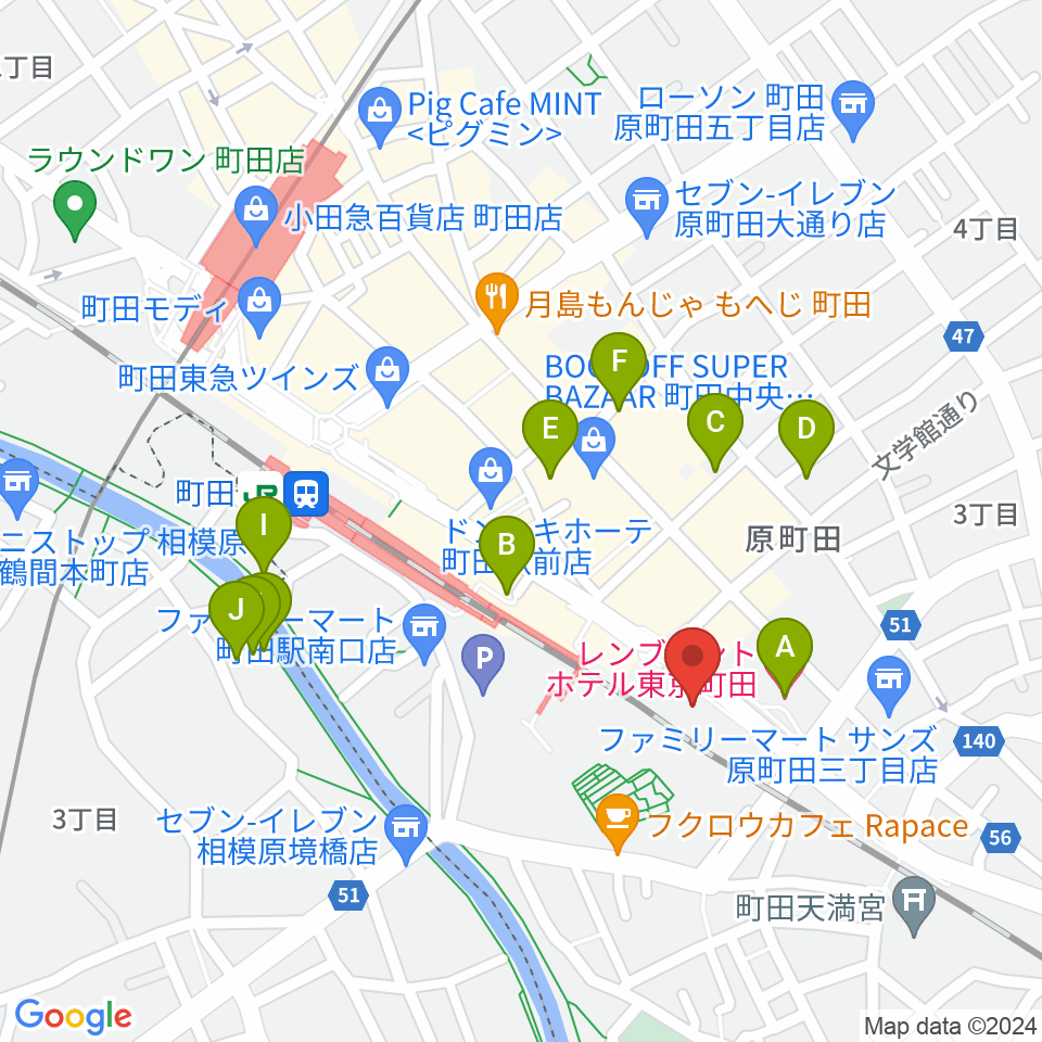町田ターミナルプラザ市民広場周辺のホテル一覧地図