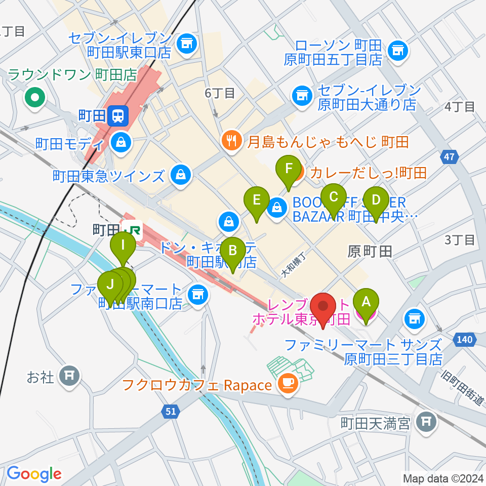 町田ターミナルプラザ市民広場周辺のホテル一覧地図