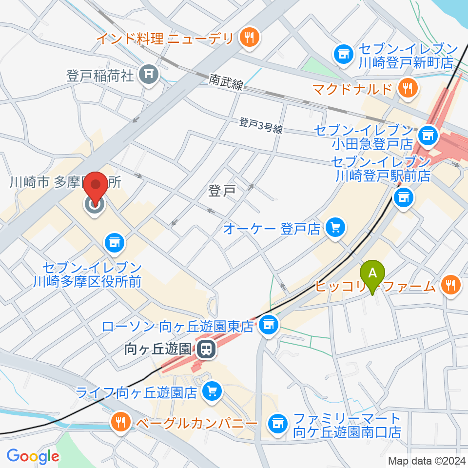 川崎市多摩市民館周辺のホテル一覧地図