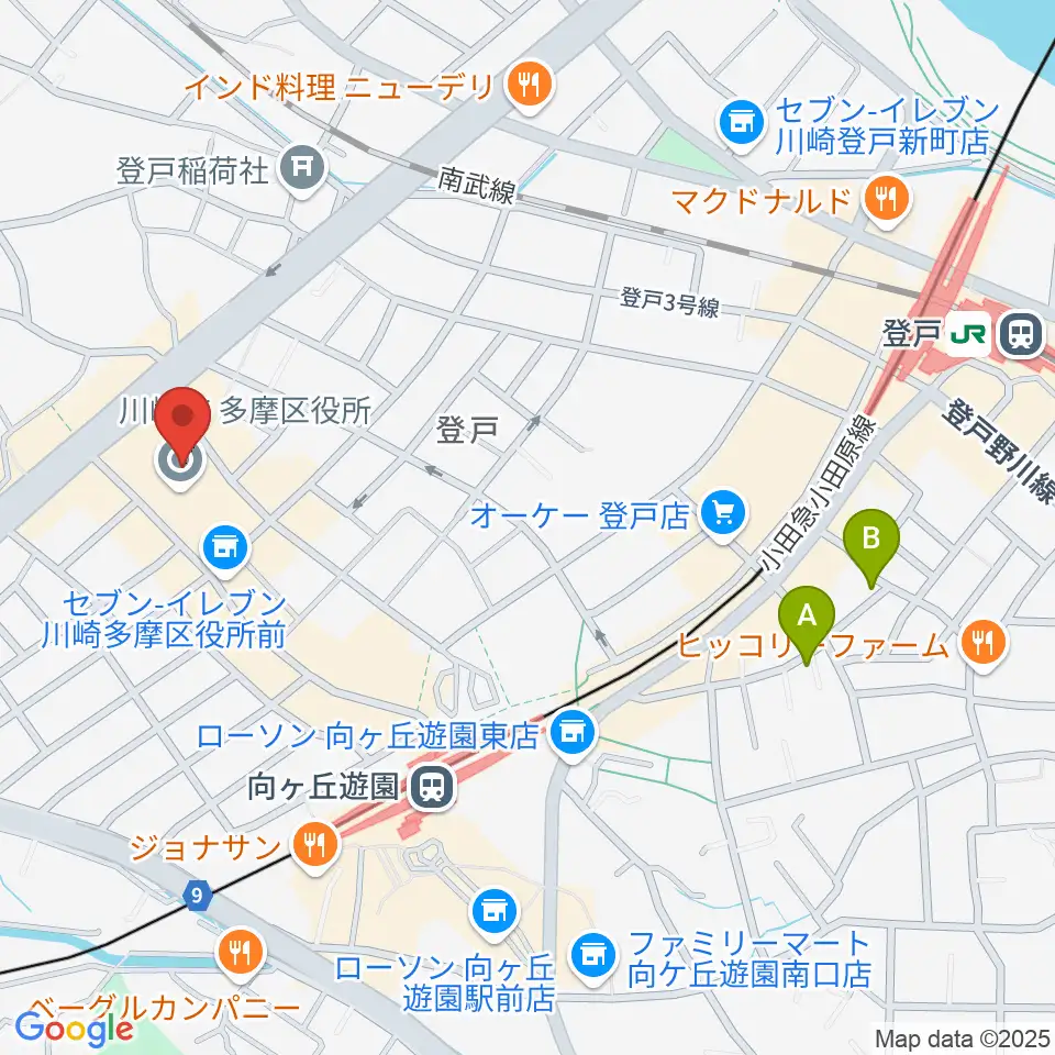 川崎市多摩市民館周辺のホテル一覧地図