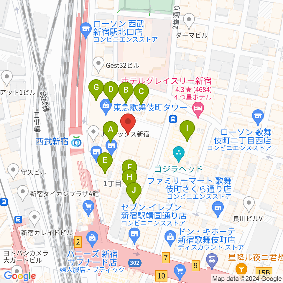 新宿BLAZE周辺のホテル一覧地図