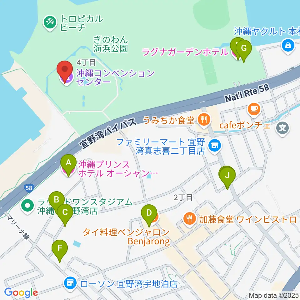 沖縄コンベンションセンター周辺のホテル一覧地図