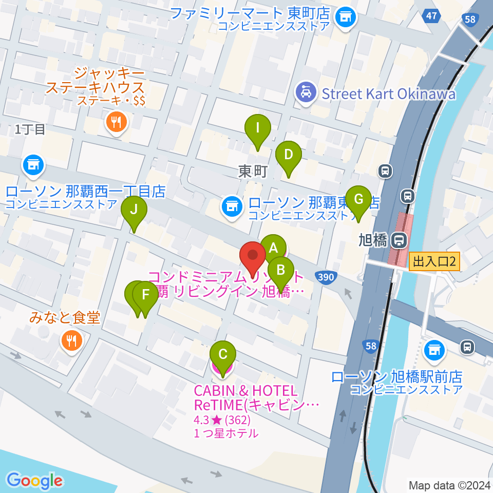 那覇PINO'S PLACE（ピノスプレイス）周辺のホテル一覧地図