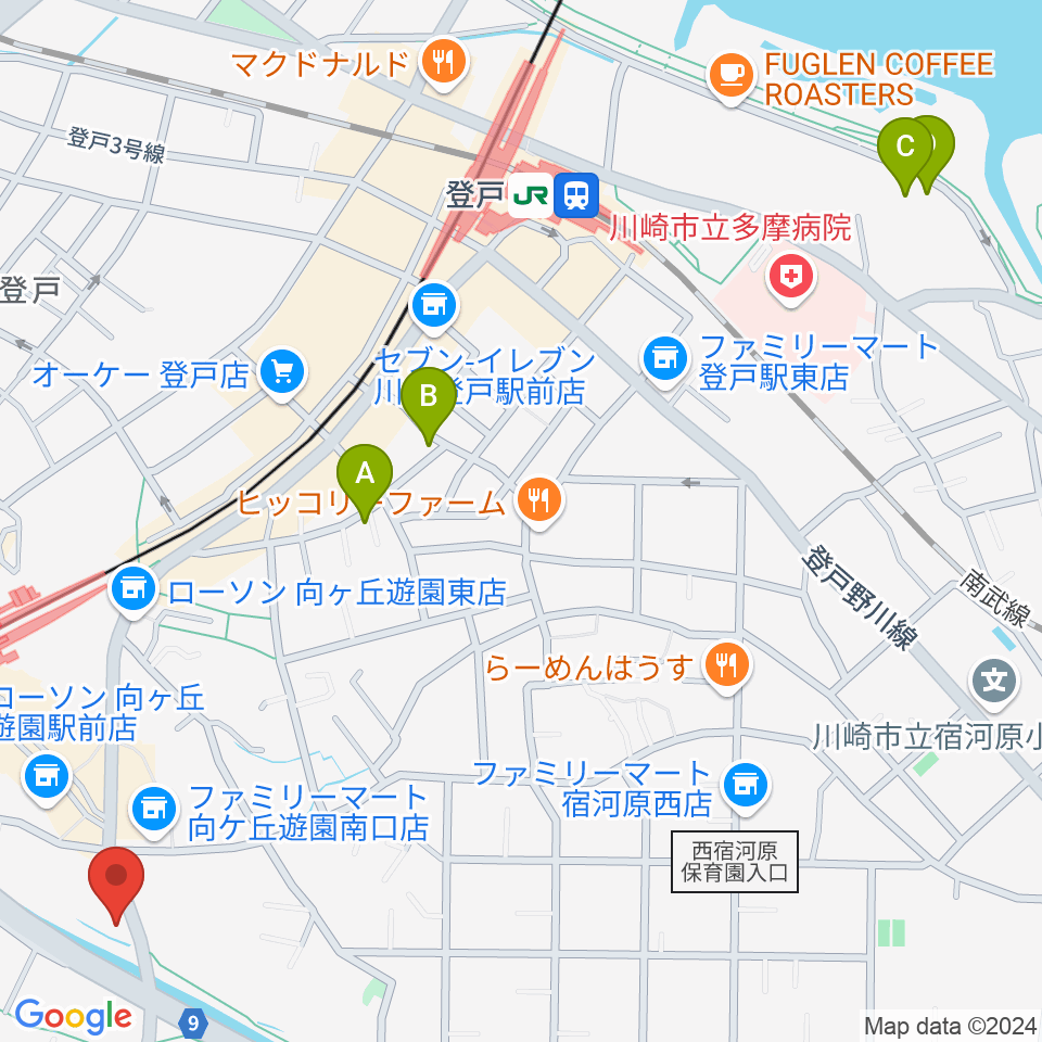 クレッシェレ音楽教室 向ヶ丘遊園校周辺のホテル一覧地図