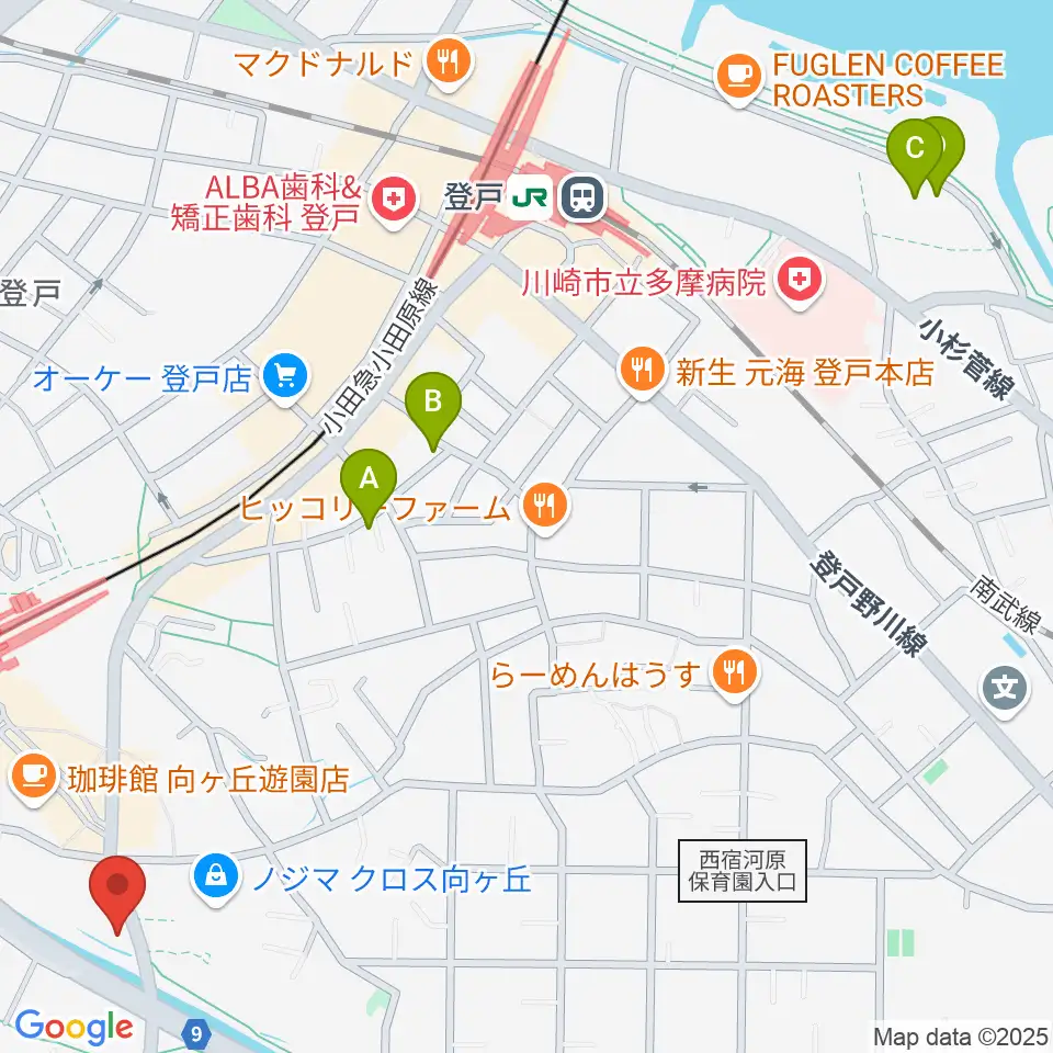 クレッシェレ音楽教室 向ヶ丘遊園校周辺のホテル一覧地図