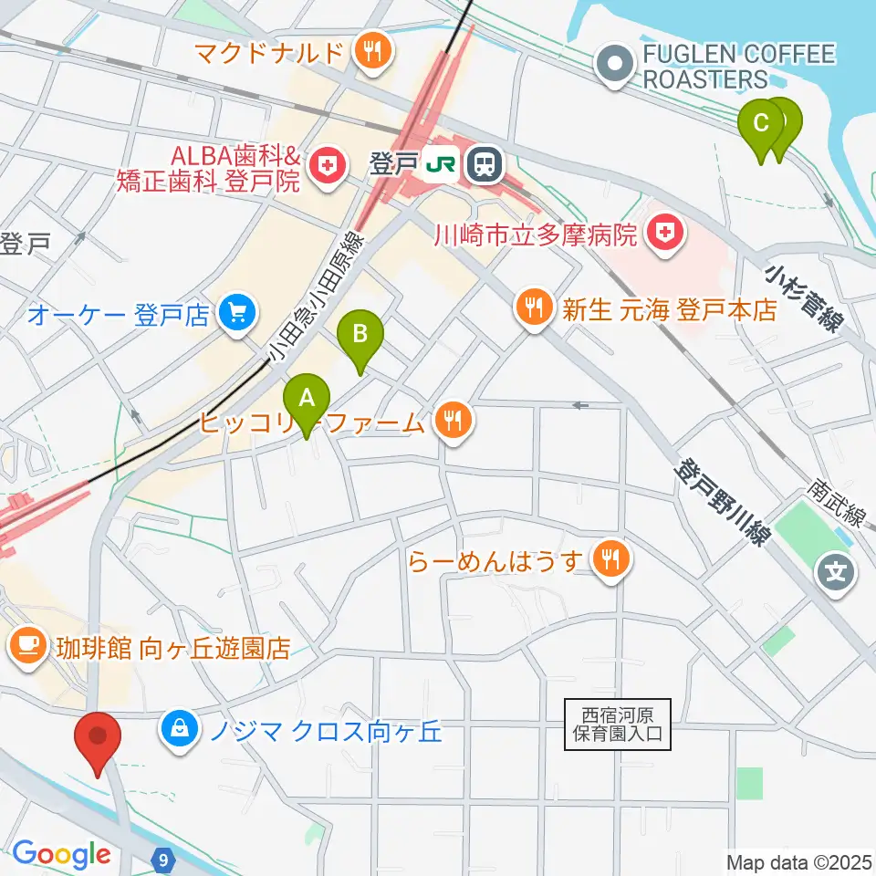 クレッシェレ音楽教室 向ヶ丘遊園校周辺のホテル一覧地図