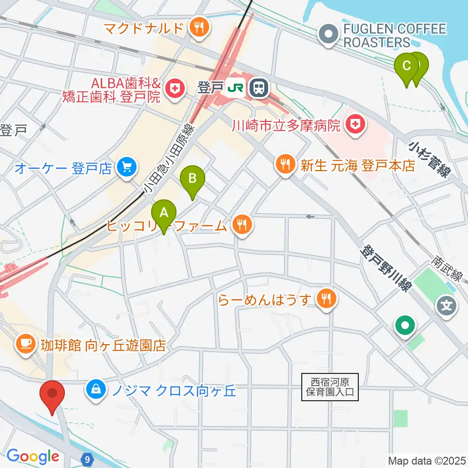 クレッシェレ音楽教室 向ヶ丘遊園校周辺のホテル一覧地図