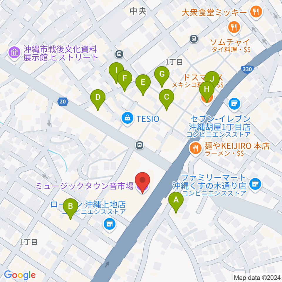 ミュージックタウン音市場周辺のホテル一覧地図