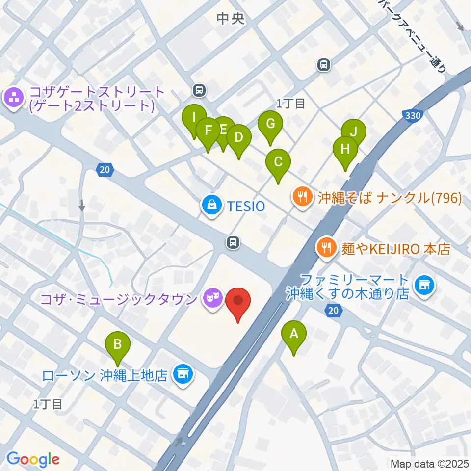 ミュージックタウン音市場周辺のホテル一覧地図