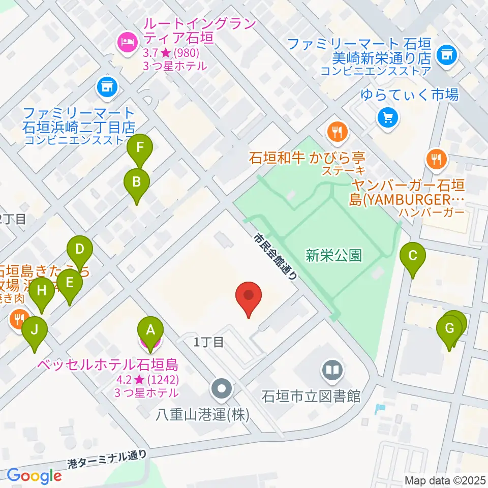 石垣市民会館周辺のホテル一覧地図