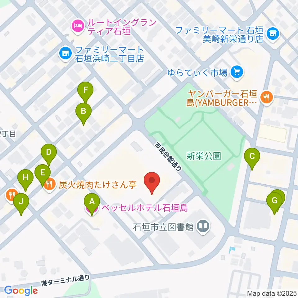 石垣市民会館周辺のホテル一覧地図