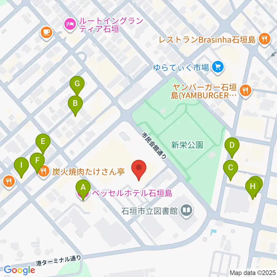 石垣市民会館周辺のホテル一覧地図