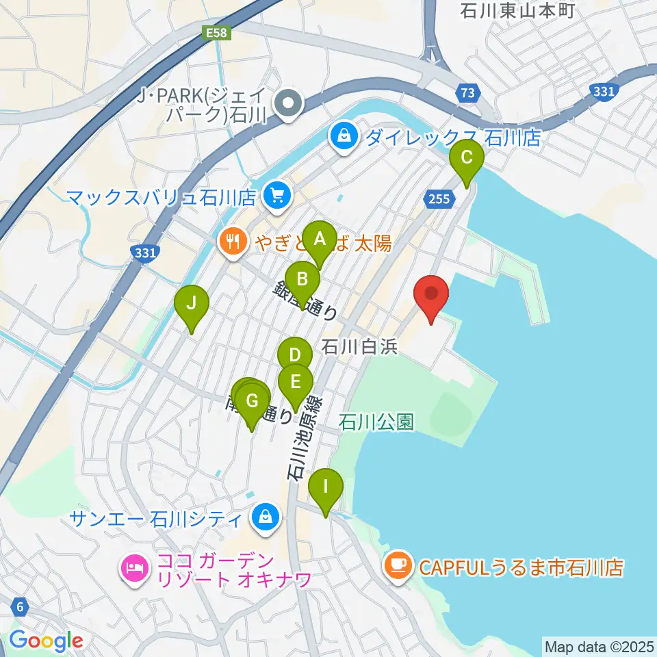うるま市石川会館周辺のホテル一覧地図