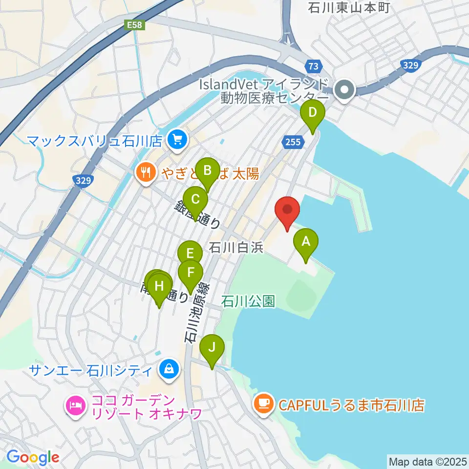うるま市石川会館周辺のホテル一覧地図