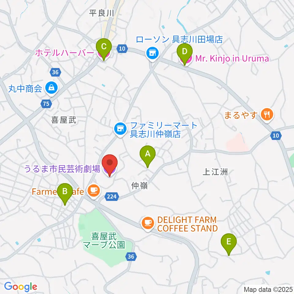 うるま市民芸術劇場周辺のホテル一覧地図
